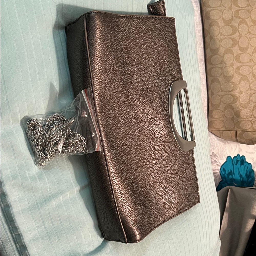 Charming Charlie Metallic Gray Clutch